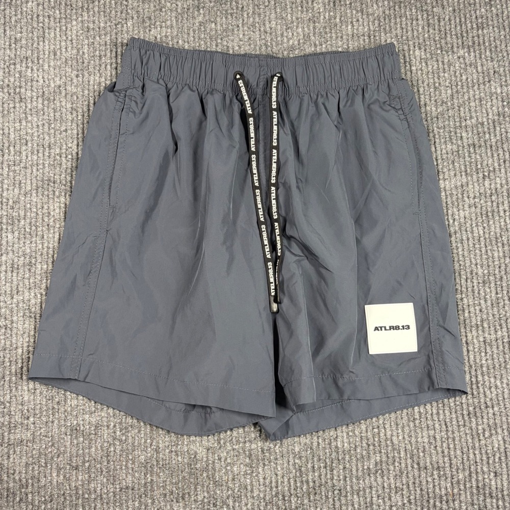 H&M Shorts Mens S Atelier 8.13 Swim Trunks Gray Size Small ATLR8.13 Drawstring